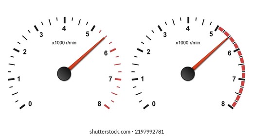 Set von Auto-Tachometer-Dashboard. Realistischer Tachometer. Vektorgrafik. EPS10.