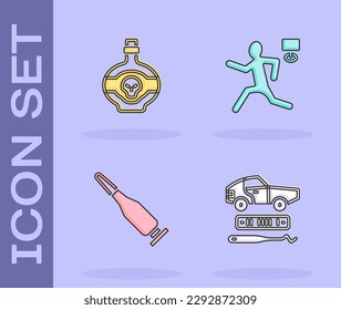 Set Autodiebstahl, Gift in Flasche, Bullet und Murder Symbol. Vektorgrafik