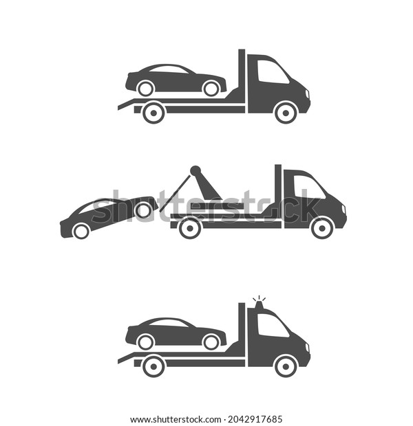 Set of Car towing truck icon on white background.\
Stock icon