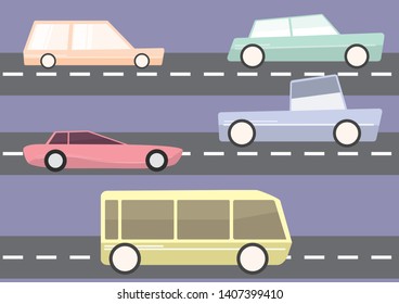 set of car vector, 5 type with pastel color. element for graphic work.