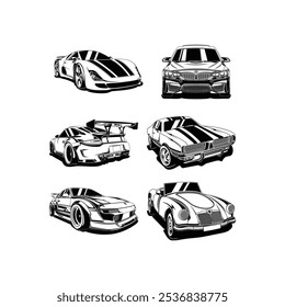 Set of Car vector automobile design illustration, for badges, emblems, icons car industry. brand and etc