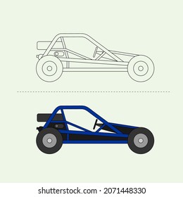 Set of Car Vector Design Illustration. Education Coloring book pages for kids