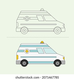 Set of Car Vector Design Illustration. Education Coloring book pages for kids.