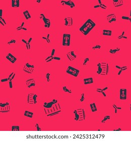 Set Car wash, Broken car, battery jumper power cable and Online services on seamless pattern. Vector