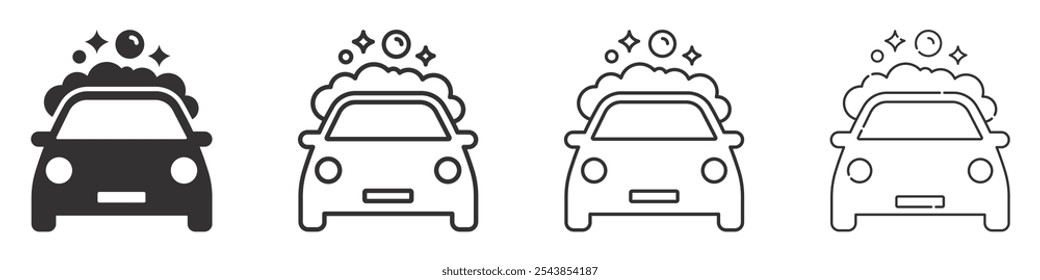 Set of car wash icons. Car care symbol, car cleaning service. Vector. EPS10.