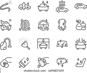 set of car wash icons, washing, wax, car care