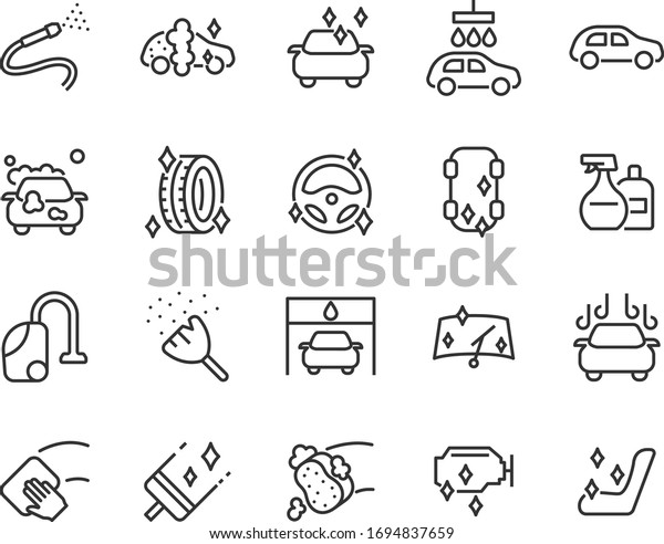 set of car wash\
icons, washing, wax, car\
care