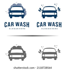 set of car wash logo design template. automotive cleaning logo design on isolated background