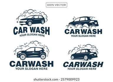 Set of Car Wash logo designs, Automotive Cleaning logo Vector template