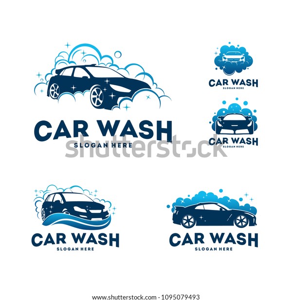 set of Car Wash logo designs concept vector,\
Automotive Cleaning logo\
template