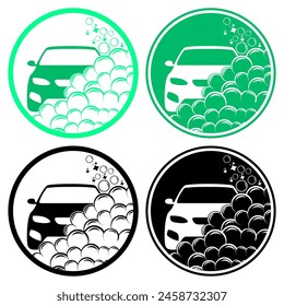 set car wash service logo. automobile cleaning vector illustration