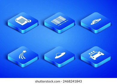 Set Car wash, Unknown document, UFO flying spaceship, Falling star, Server, Data, Web Hosting and  icon. Vector