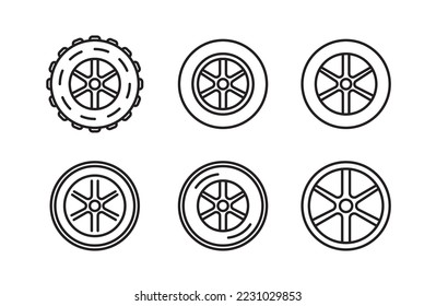 Set of car wheel icon Tire service Alloy wheels vector off road icon on white background. for logo banner web app design