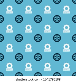 Set Car wheel and Car wheel on seamless pattern. Vector