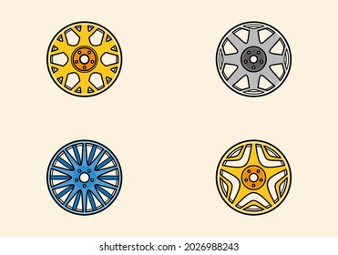 Set of car wheel vector illustration