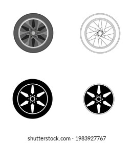 conjunto de vector de la rueda del coche sobre fondo blanco