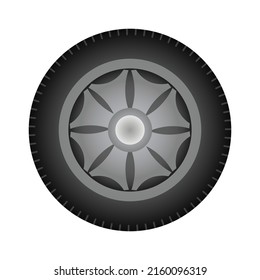 Set of car wheels. Automotive tires. Wheel disk icon isolated on white background. Automobile rims design