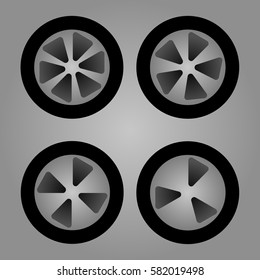 Set of car wheels three four five six spokes