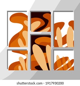 Set a caramel abstract design, suitable for various purposes, book covers, food social posts, wall poster displays, business needs such as business cards, flyers and more. Editable vector.