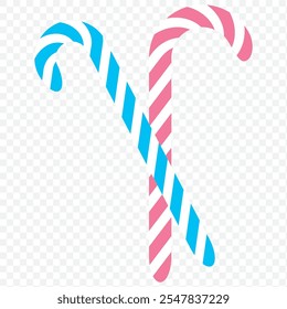 A set of caramel cane icons. Candy. Festive caramel in the shape of a cane. Vector illustration isolated on a white background for design and web. eps 10.
