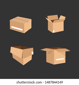 set carboard box. carboard open and closed