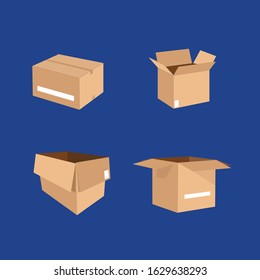 set carboard box. carboard open vectorillustration 