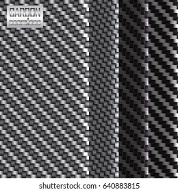 Set of carbon fiber seamless patterns. Vector illustration.