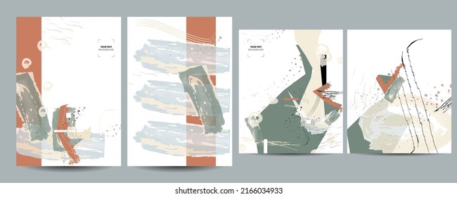 Set of card with abstract shape, splash color. Art watercolor concept. Navy blue poster, invite. Vector decorative greeting card or invitation design background