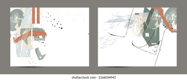 Set of card with abstract shape, splash color. Art watercolor concept. Navy blue poster, invite. Vector decorative greeting card or invitation design background