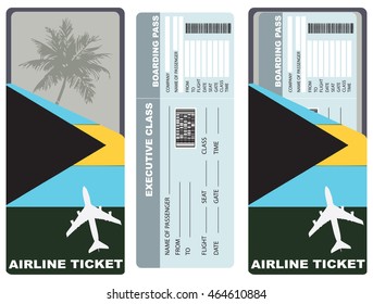 Set card and envelope. A ticket for a passenger traveling to the Bahamas.