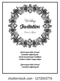 Set of card with flower hand draw vector illustration