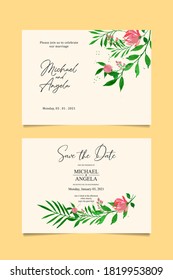 Juego de cartas con flor y hojas vector tarjeta de saludo decorativo o fondo de diseño de invitación