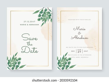 Set of card with flower, leaves watercolor. Wedding ornament concept. Floral poster, invite. Vector decorative greeting card or invitation design background