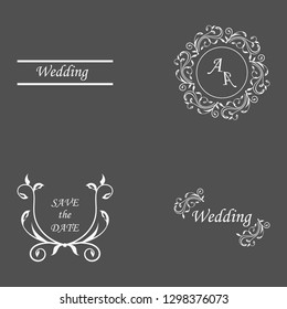 Set of card with flower rose, leaves. Wedding ornament concept. Floral poster, invite. Vector decorative greeting card or invitation design background