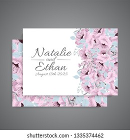 Set of card with flower rose, leaves. Wedding ornament concept. Floral poster, invite.