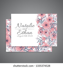 Set of card with flower rose, leaves. Wedding ornament concept. Floral poster, invite.