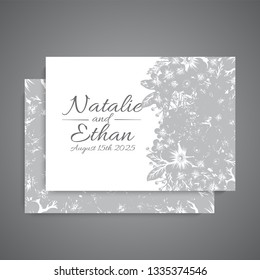 Set of card with flower rose, leaves. Wedding ornament concept. Floral poster, invite.