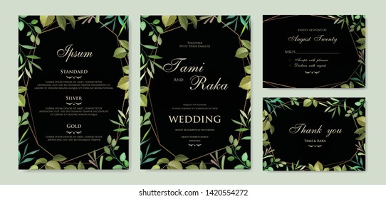 Set of card with flower rose, leaves. Wedding ornament concept. Floral poster, invite. Vector decorative greeting card or invitation design background