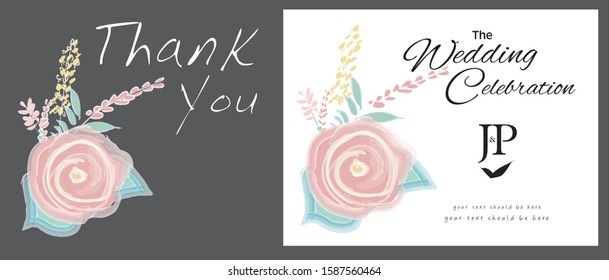 Set of card with flower rose, leaves. Wedding ornament concept. Floral poster, invite. Vector decorative greeting card or invitation design background