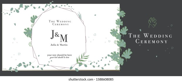 Set of card with flower rose, leaves. Wedding ornament concept. Floral poster, invite. Vector decorative greeting card or invitation design background