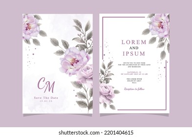 Set of card with flower rose and leaves. Wedding ornament concept. Floral poster invitation. Vector decorative greeting card or invitation design background