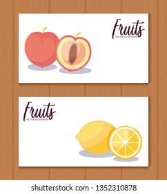 set card of fresh oranges with peaches
