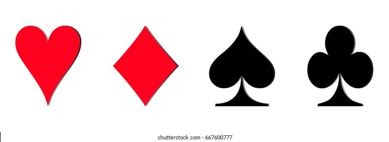 Set of card game symbol isolate horizontal