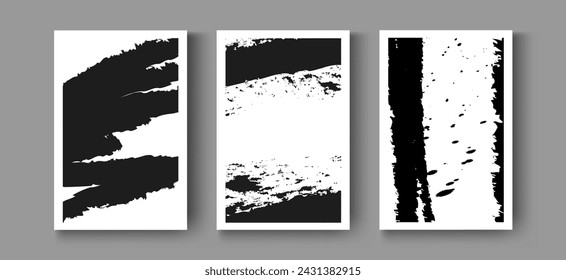 set card of grunge overlay. Marco abstracto dibujado a mano. Trazos de pincel de tinta estropean. Diseño sucio para póster, invitación, tarjeta de regalo, cupón, cubierta de libro, Banner. Colección de fondo vintage vectorial