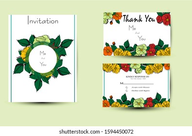 Set of card with with leaf greenery branches. Wedding ornament concept. Floral poster, invite. Vector decorative greeting card or invitation design background