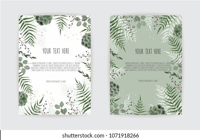 Set of card with leaves . Floral poster.