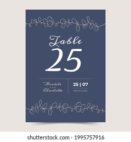 Kartenset mit Linienblatt und Brunch. Konzept für Hochzeitsschmuck. Blumenposter, lade ein. Vektorgrafik-dekorative Grußkarte, einfarbiger Designhintergrund