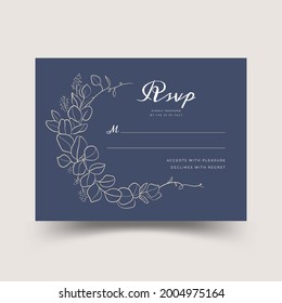 Set of card with line art leaf and brunch. Wedding ornament concept. Floral poster, invite. Vector decorative greeting card, invitation design background