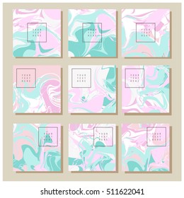 Set of card with marble texture.  Modern graphic design. Pastel color. Weddings, menu, invitations, birthday, save the date, business cards. Card design. 