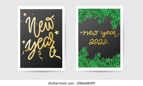 Set of card New Year , handwritten calligraphy vector symbol , isolated  background, Illustration Vector EPS 10